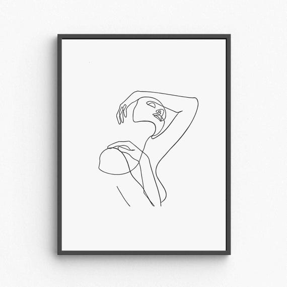 Minimalist Woman Line Art Elegant Female Silhouette Drawing Modern Feminine Wall Decor