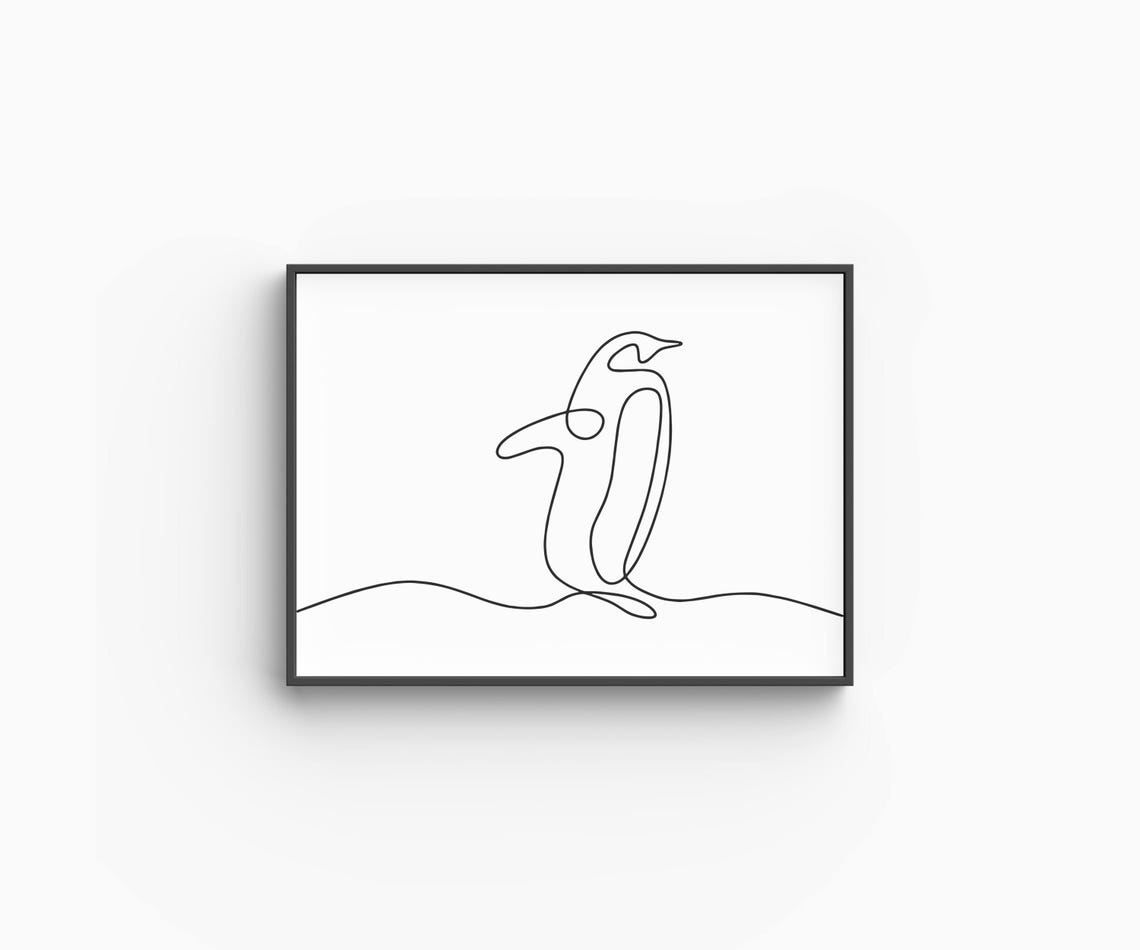 Penguin Standing Single Line Drawing Minimalist Wildlife Art Poster - Image 6