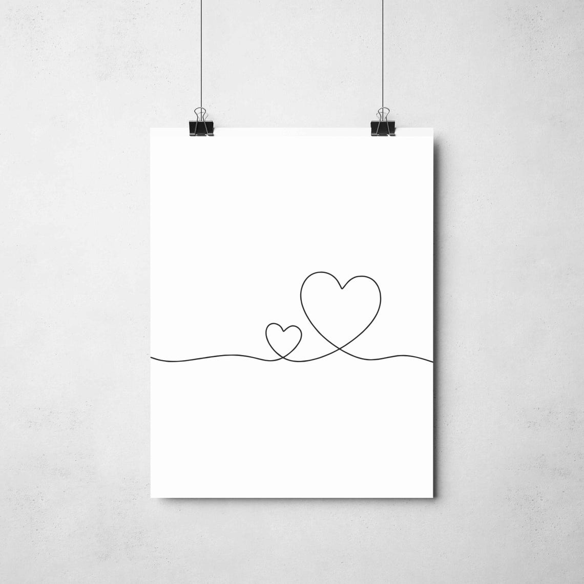 Minimalist Heart Line Art Love Illustration Art Print - Image 2