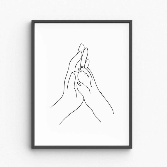 Minimalist Dog High Five Line Art Art Print