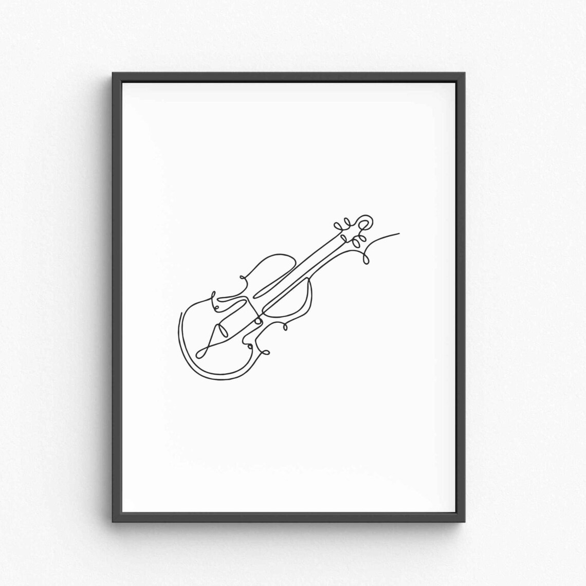 Violin Continuous Line Drawing Classical Instrument Musician Studio Decor Poster