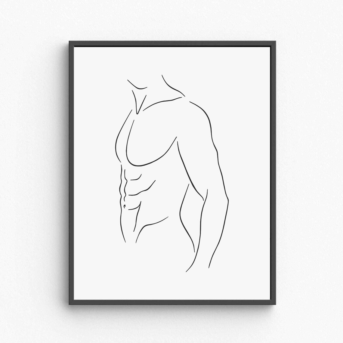 Male Torso Line Art Athletic Body Figure Minimalist Modern Poster
