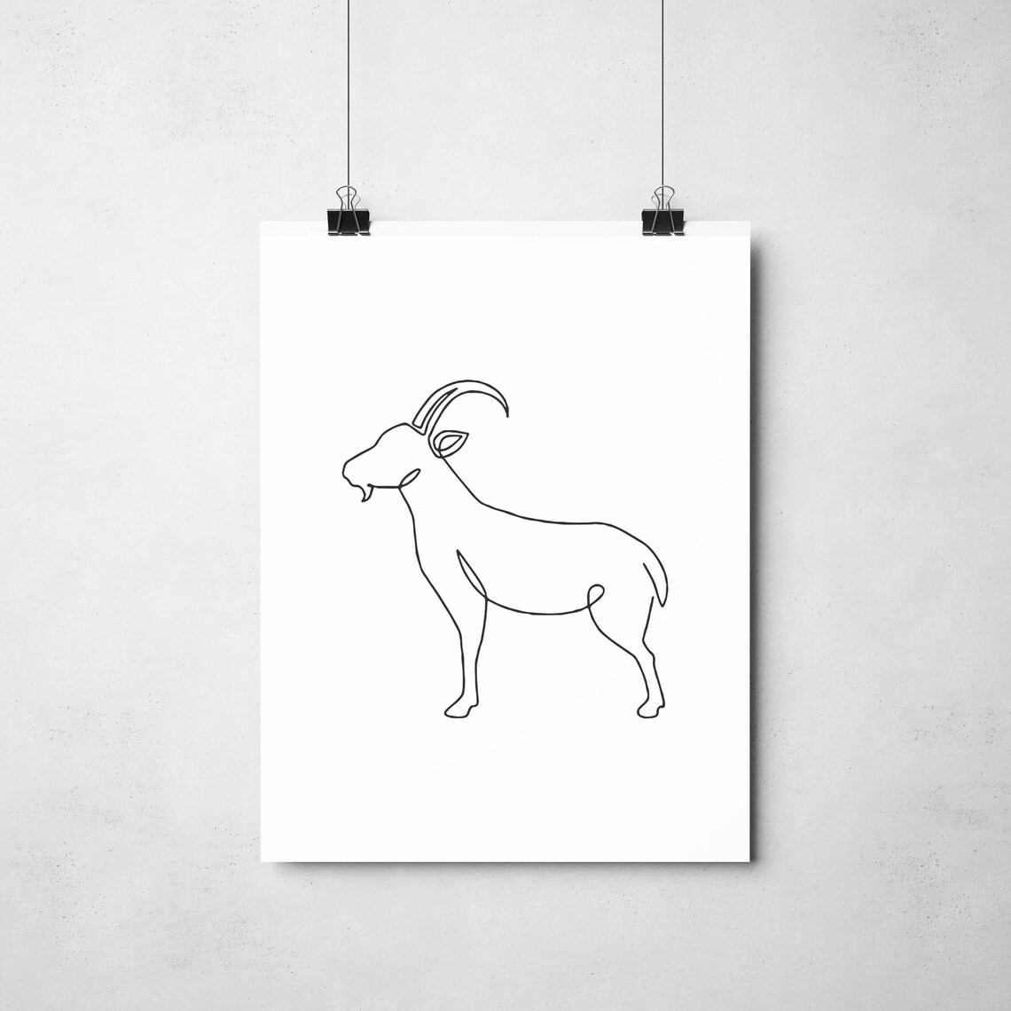 Continuous One Line Goat Drawing Minimalist Black Ink Poster - Image 2