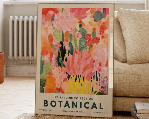 Les Jardins Botanical Collection Colorful Mexican Cactus Art Poster