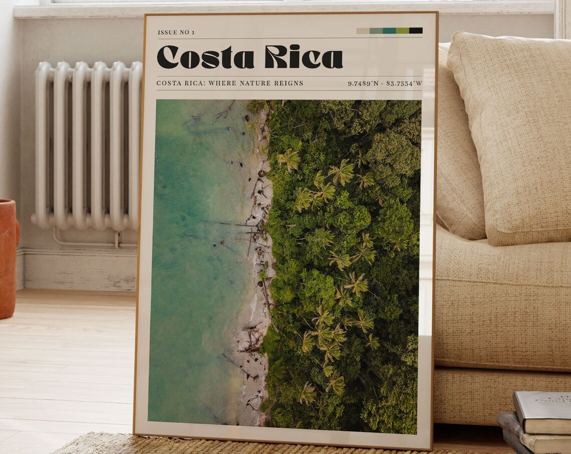 Costa Rica Rainforest Coast Aerial Jungle Canopy Photo Travel Poster Art