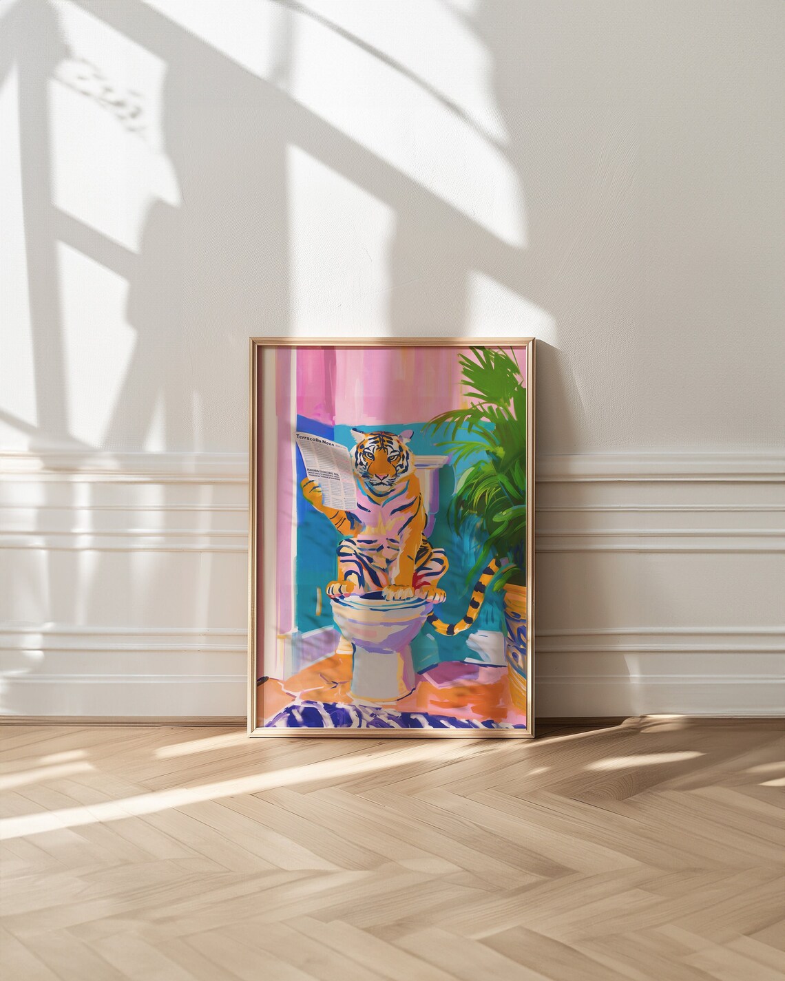 Tiger Poster, Maximalist Bathroom Toilet Decor