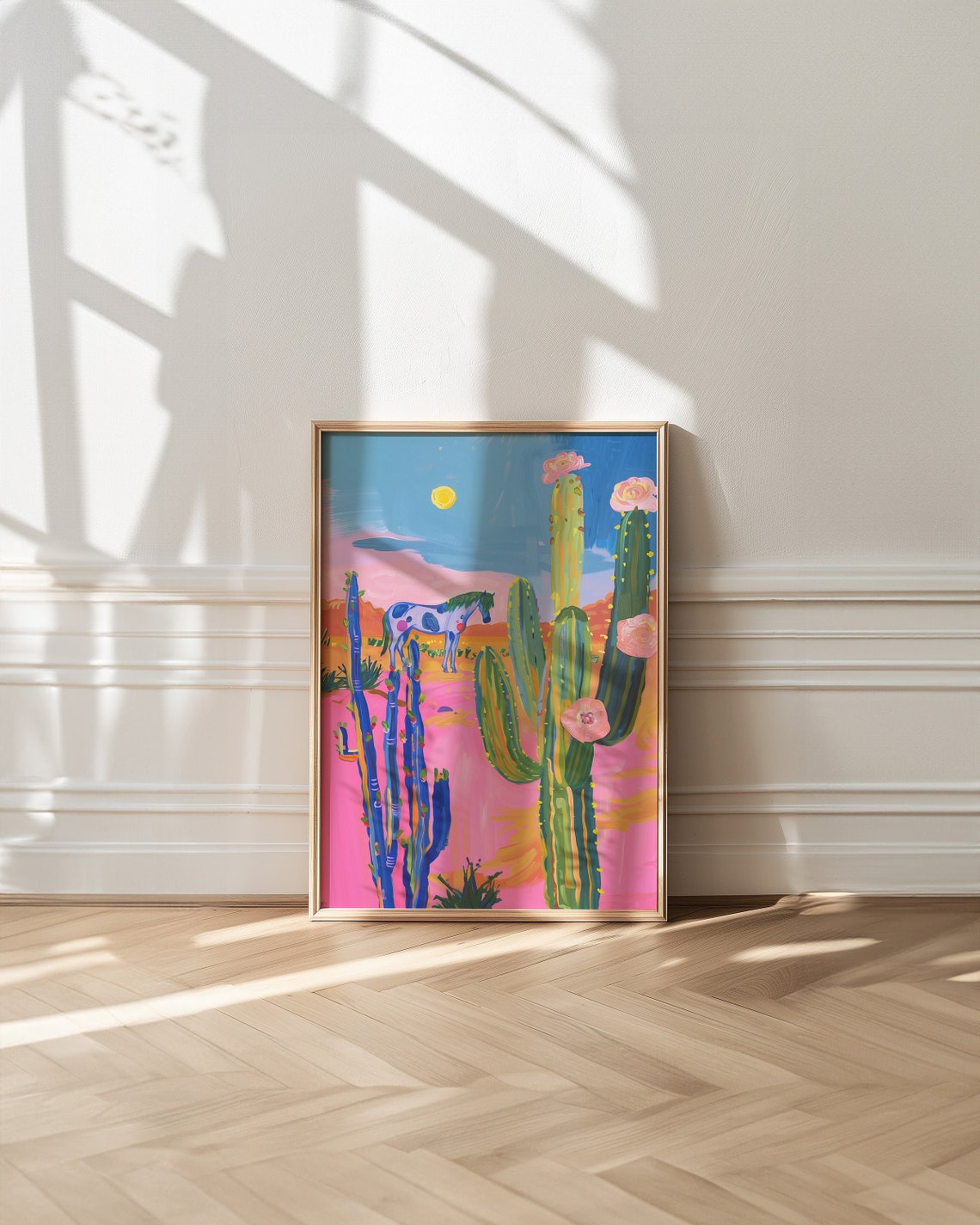 Western Desert Print Trendy Wall Art Cowgirl Home Decor Colorful Desert Cactus Poster Western Girly Decor Trendy Cowgirl Wall Art