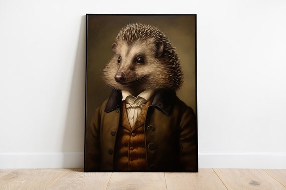 Renaissance Hedgehog Portrait, Animal Figure Art Print