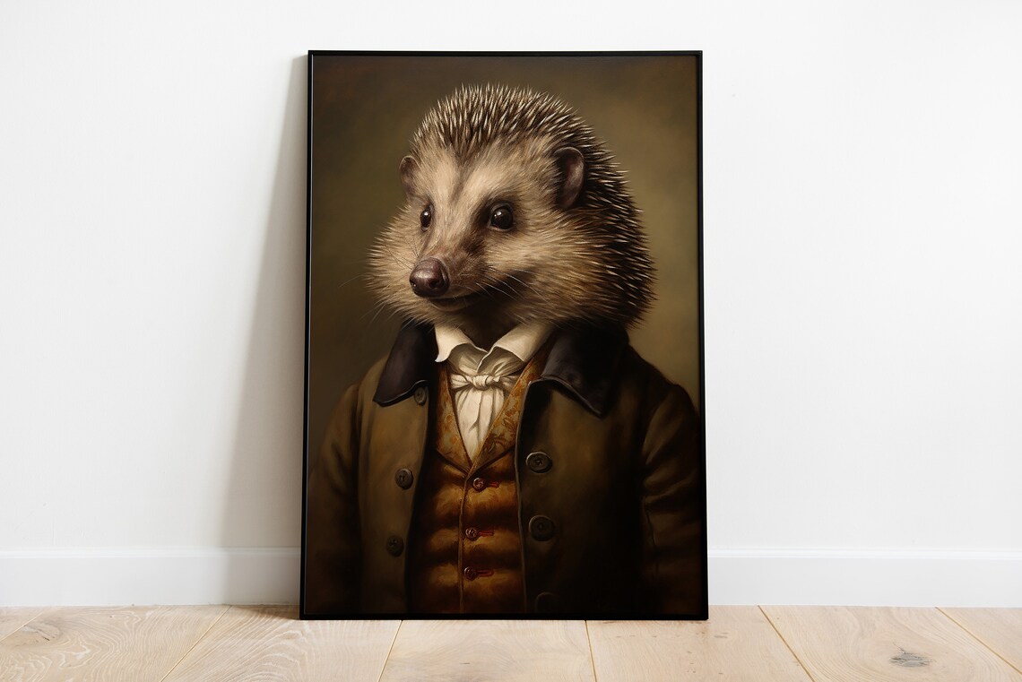 Renaissance Hedgehog Portrait, Animal Figure Art Print