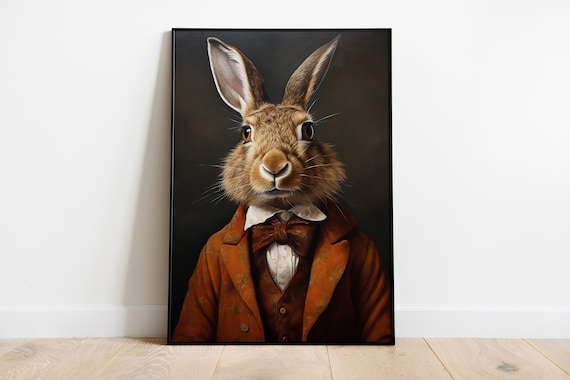 Renaissance Rabbit Portrait, Vintage Animal Art Poster