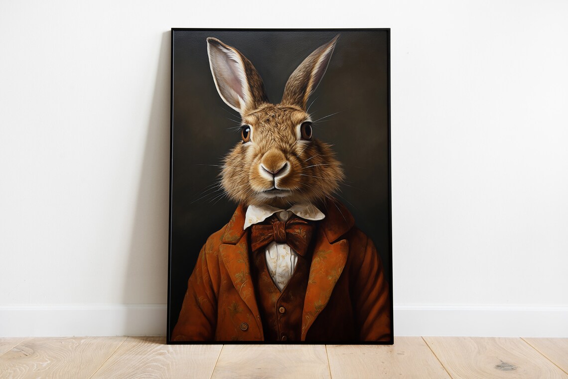 Renaissance Rabbit Portrait, Vintage Animal Art Poster