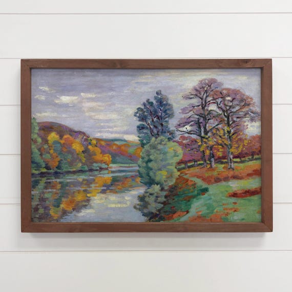 Fall River Scene Landscape Poster Print