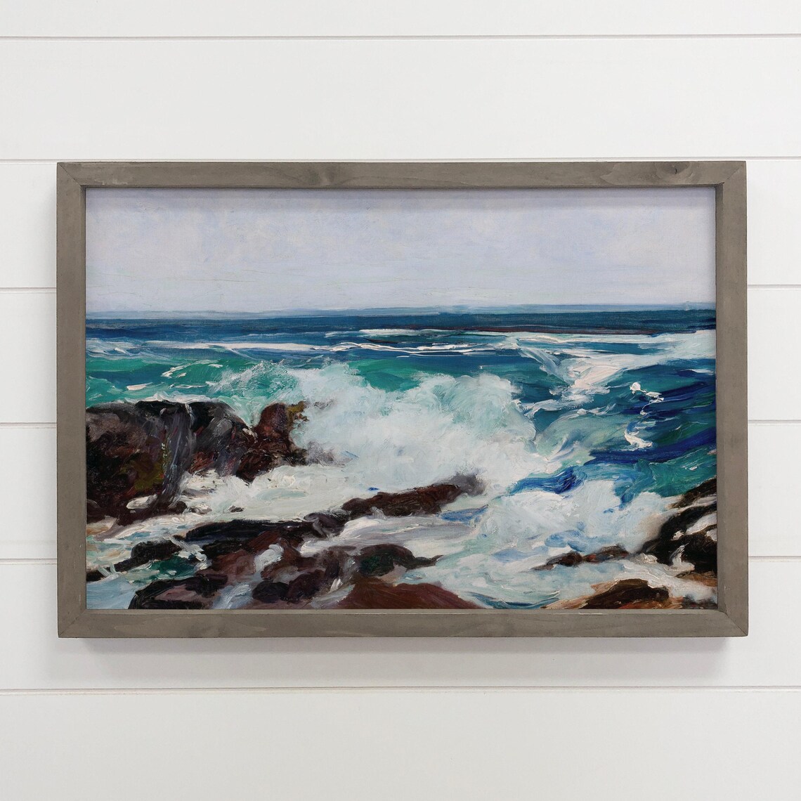 Incoming Surf Ocean Canvas Art Wood Framed Wall