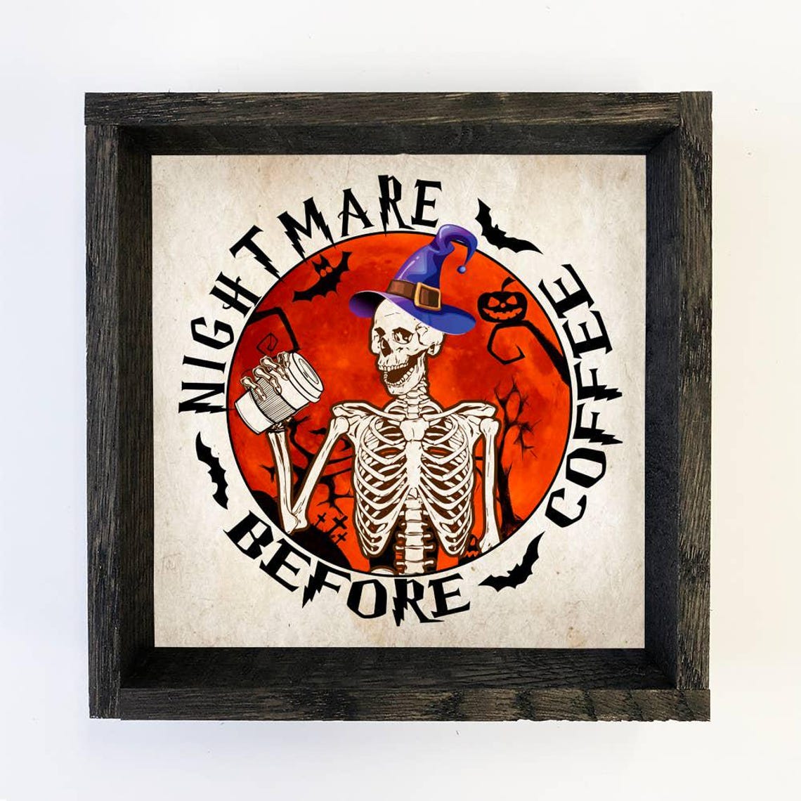 Nightmare Before Coffee Funny Halloween Kitchen Wall Art