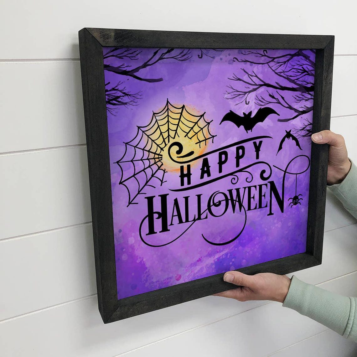 Happy Halloween Purple Sky Cute Sign