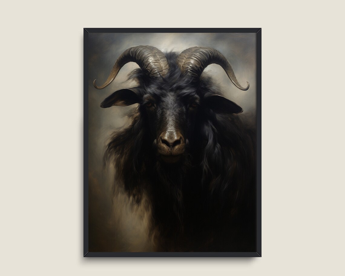 Black Goat Art Print, Dark Academia Wall Decor - Image 3