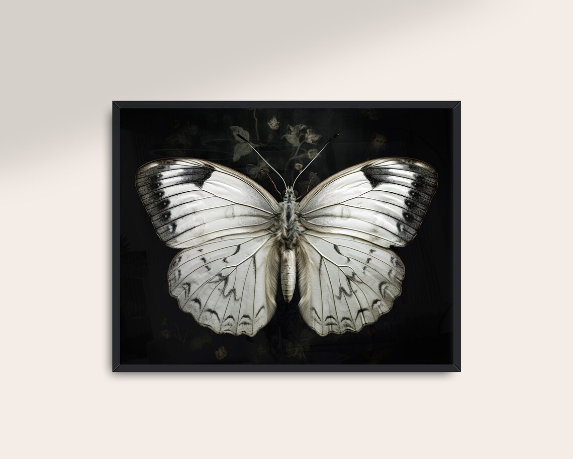 Dark Butterfly Vintage Butterfly Art Print, Light Academia - Image 3