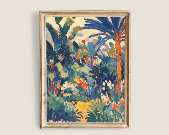 Tropical Jungle Palm Trees Fauvist Bold Colorful Botanical Landscape Poster