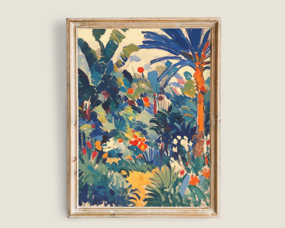 Tropical Jungle Palm Tree Painting Vintage Botanical Art Matisse Boho Impressionist Prints Flower Art Wall Art