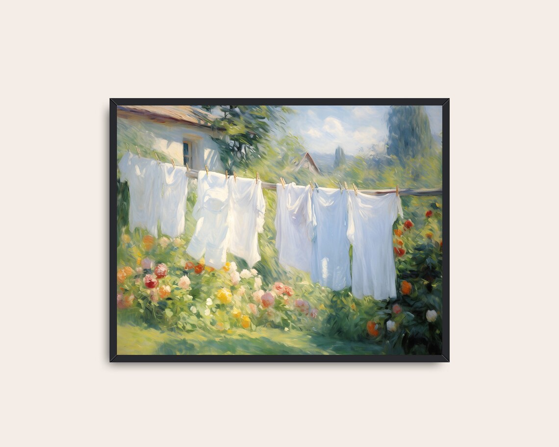 Laundry Room Vintage Floral Landscape Art Print - Image 3