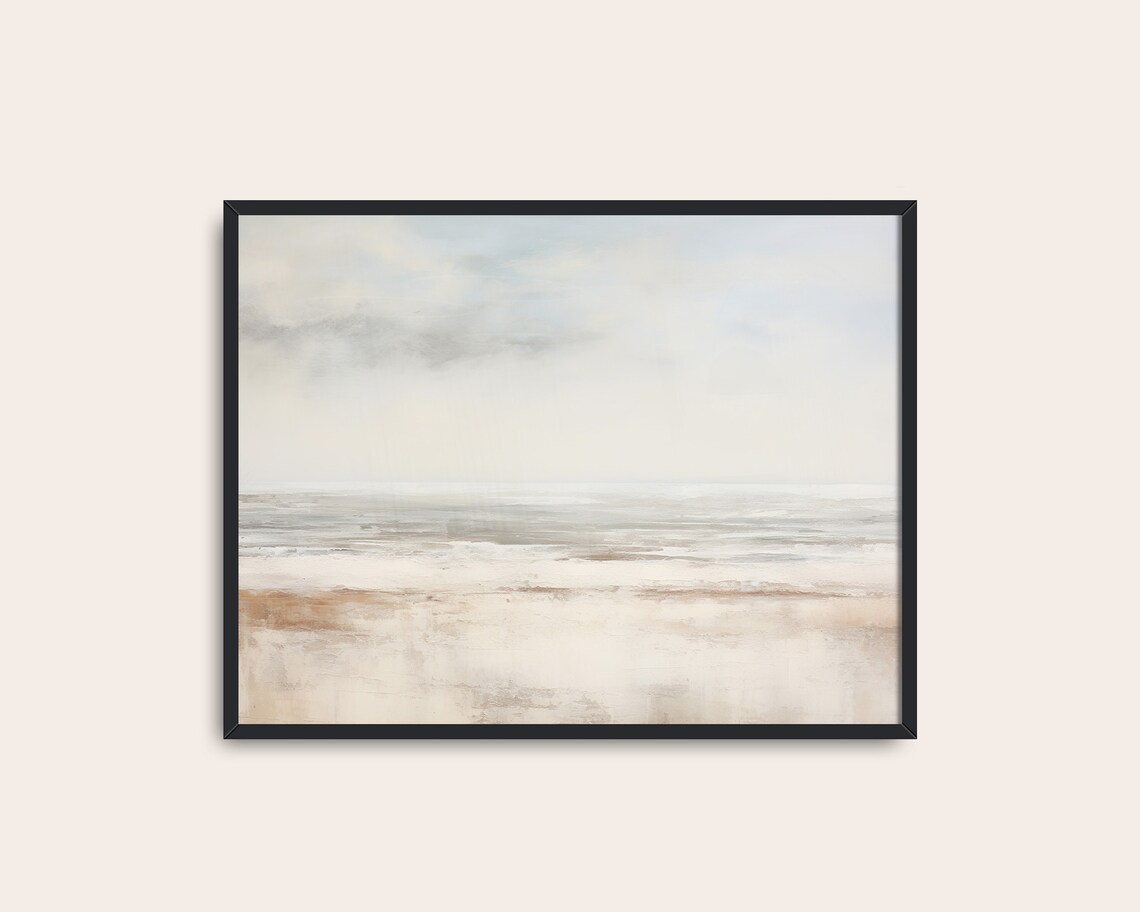 Warm Gray Coastal Landscape Abstract Art Print - Image 3