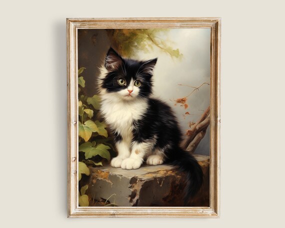 Vintage Cat Prints, Antique Farmhouse Art Print
