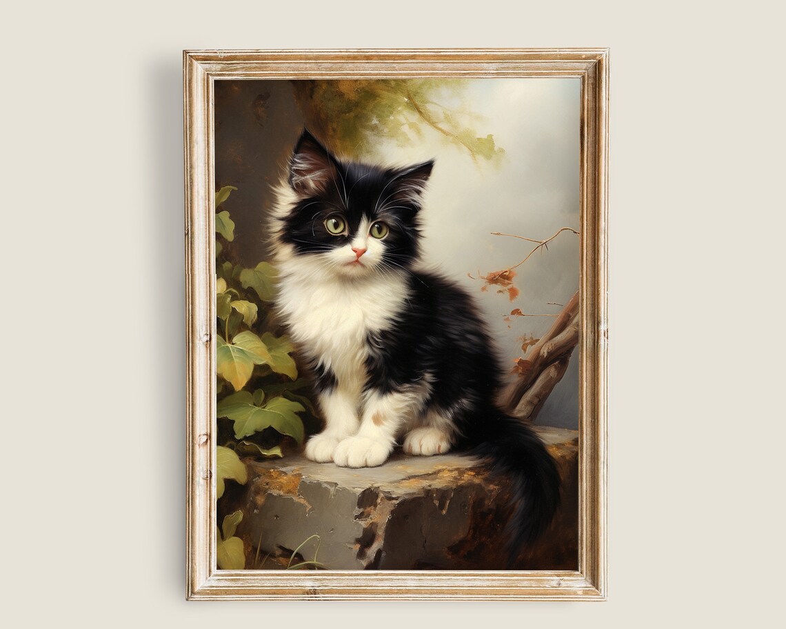 Vintage Cat Prints, Antique Farmhouse Art Print