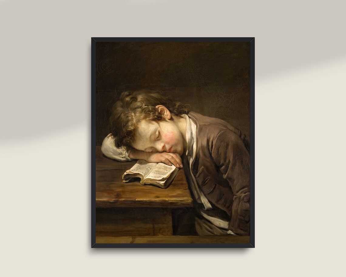 Lazy Boy Reading a Book Vintage Painting Art Print - Image 3
