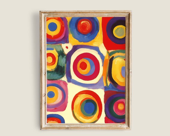 Kandinsky Concentric Circles Colorful Abstract Modern Art Squares Print