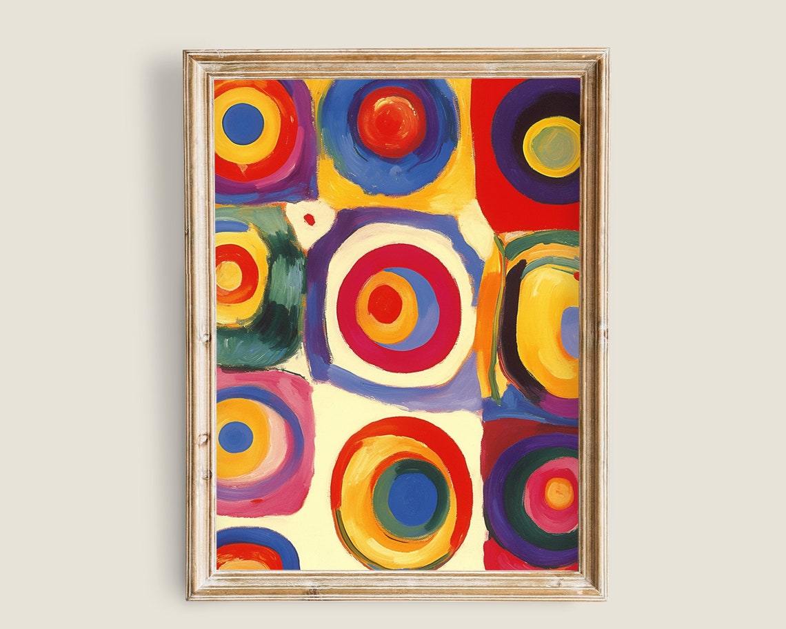 Colorful Abstract Painting Kandinsky Print Wall Art Mid Century Modern Bold Abstract Decor