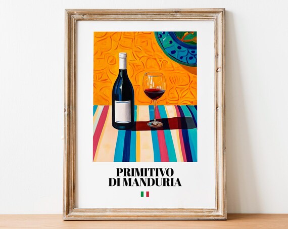 Primitivo Di Manduria Wall Art Print Poster Apulian Wine Artwork For Homes