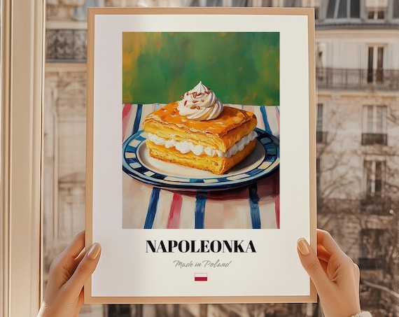 Napoleonka Kremwka Painting Print Polish Kitchen Poster Dessert Wall Cuisine