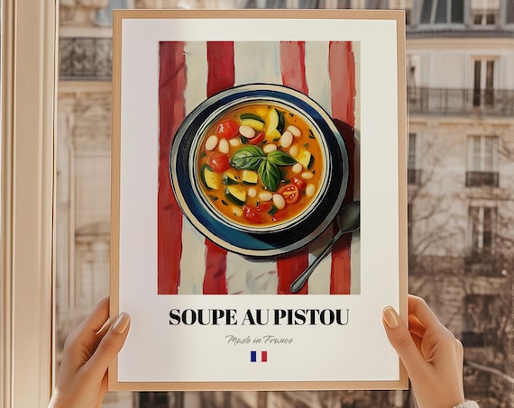 Soupe Au Pistou French Food Poster Drinks Snack Bar Dining Room Art Print Kitchen Wall