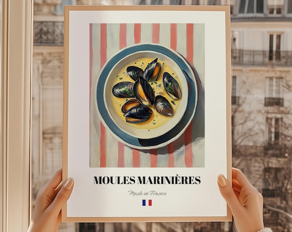 Moules Marinires French Food Poster Kitchen Art Snack Bar Restaurant Wall