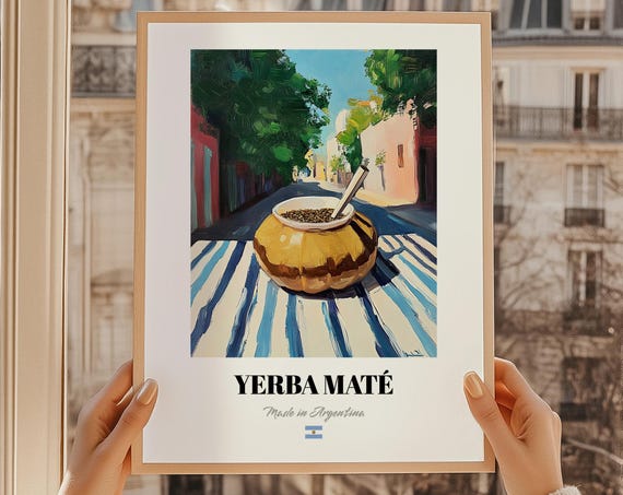 Yerba Mat Argentinian Drinks Poster Argentina Bar Dcor Wall Art Friend Dining Room