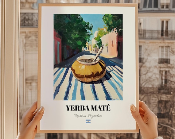 Yerba Mate Argentina Gourd Still Life Painting Kitchen Art Poster