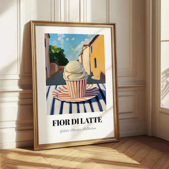 Fior Di Latte Italian Gelato Painted Cup on Italian Street Poster