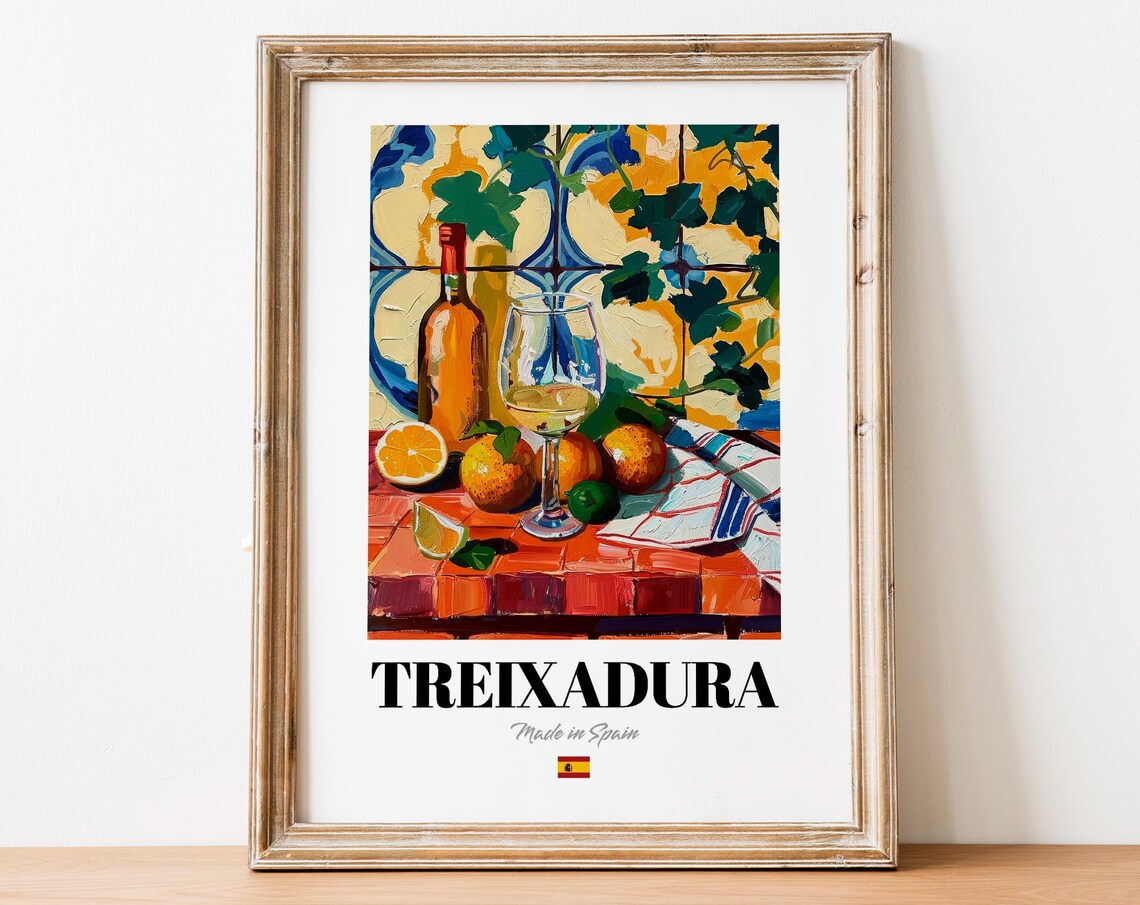 Vintage Treixadura Bottle Print Poster Wine Art For Homes And Bars