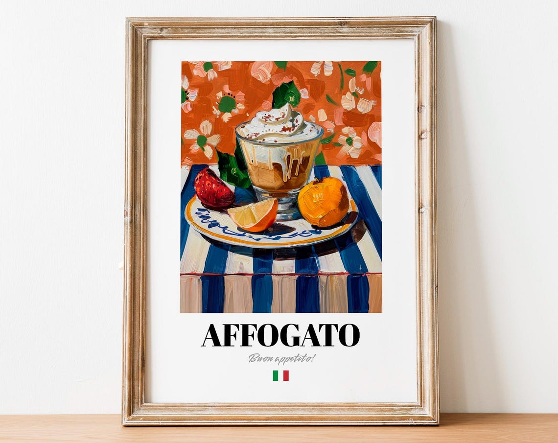 Affogato Italian Coffee Dessert Still Life Painting Kitchen Poster