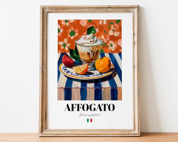 Affogato Italian Coffee Dessert Still Life Painting Kitchen Poster