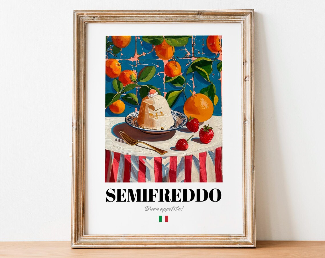 Italian Semifreddo Poster Layered Treat Art For Caf And Kitchen Spaces