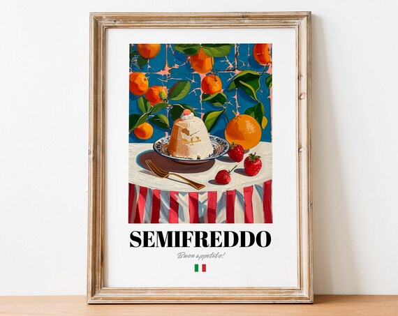 Italian Semifreddo Poster Layered Treat Art For Caf And Kitchen Spaces