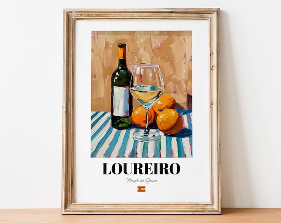 Spanish Loureiro Art Print Poster Floral White Wine Artwork For Bars And Cafs