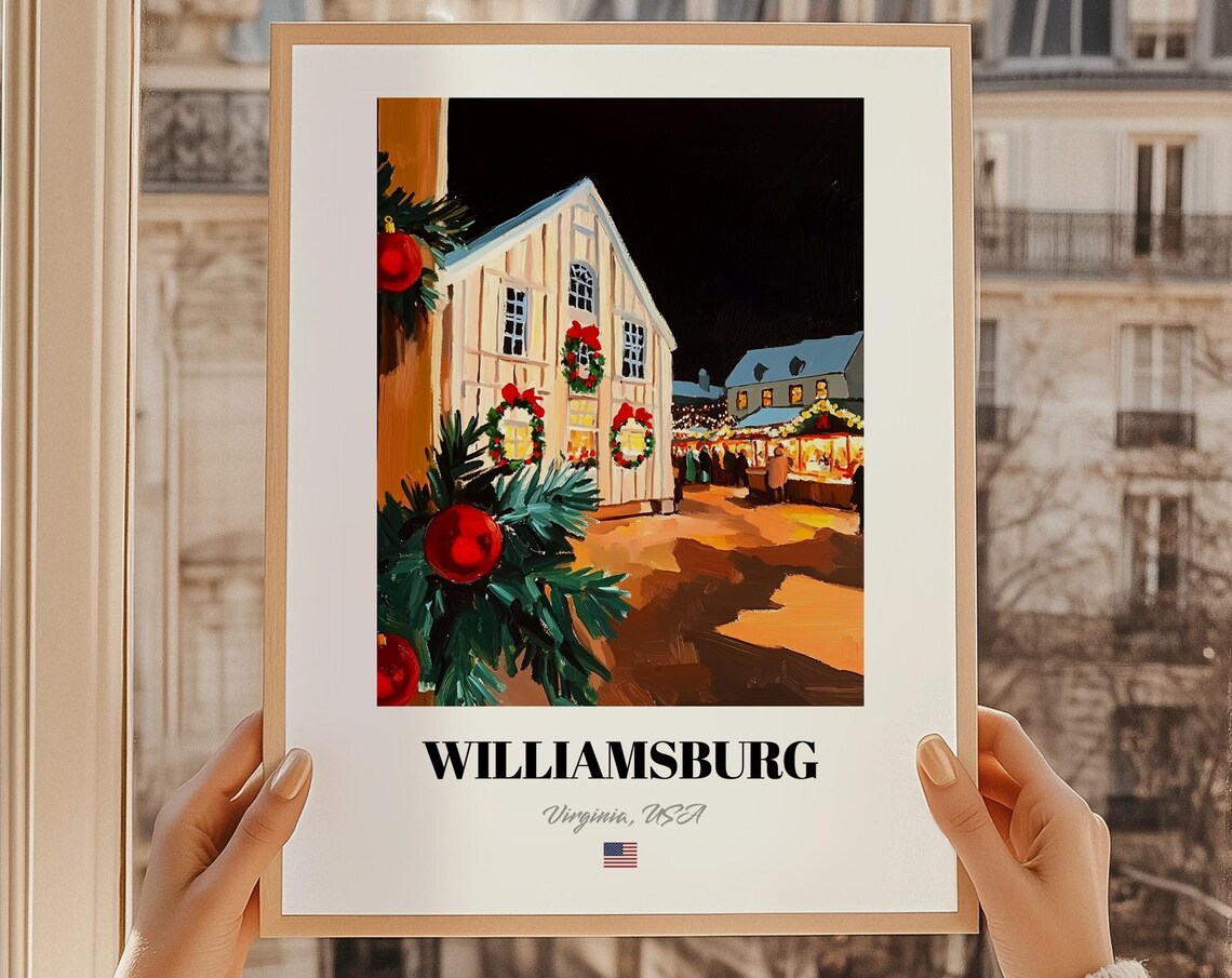 Williamsburg Virginia Usa Christmas Town Wall Art Print Poster Gift