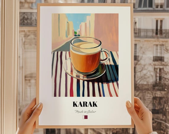Karak Qatari Tea Poster Bar Dcor Wall Art Qatar Friend Gift Dining Room Print