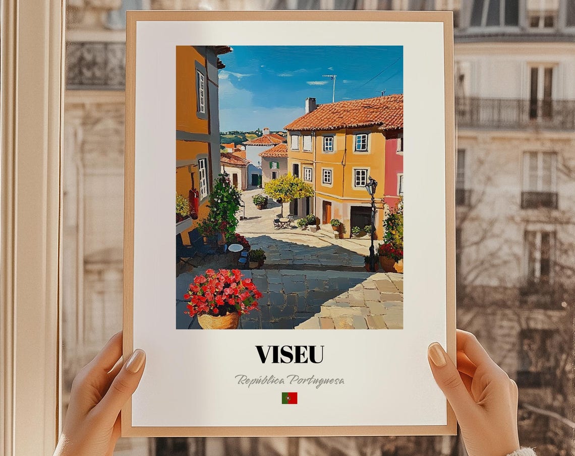 Viseu Repblica Portuguesa Portugal Wall Decor Print Of An Oil Painting Reproduction Friend Gift Entryway Art