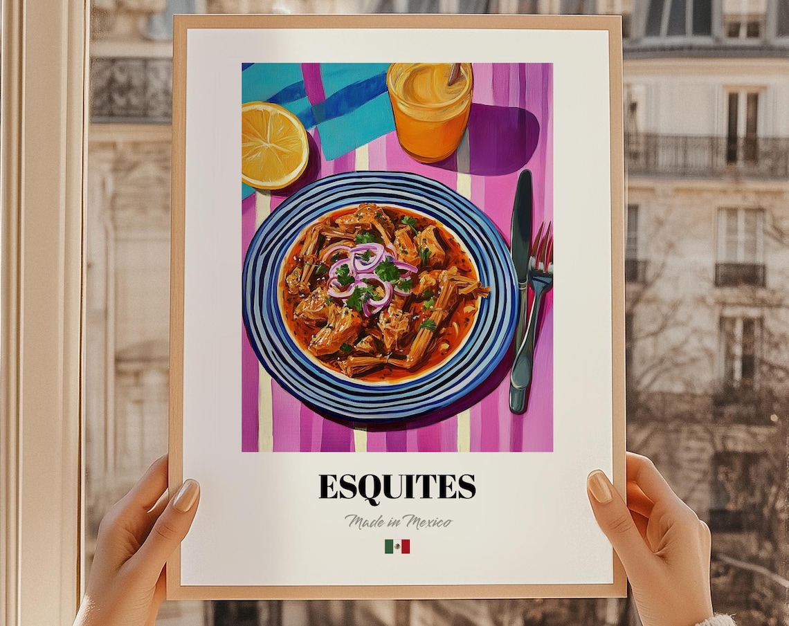 Esquites Made in Mexico Colorful Mexican Food Illustration Poster