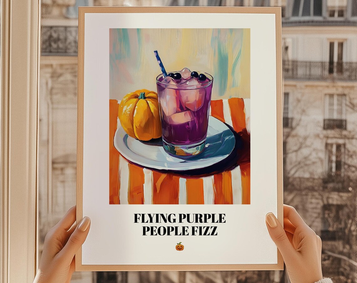 Flying Purple People Fizz Halloween Poster Print