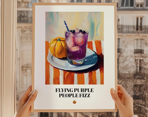 Flying Purple People Fizz Halloween Poster Print