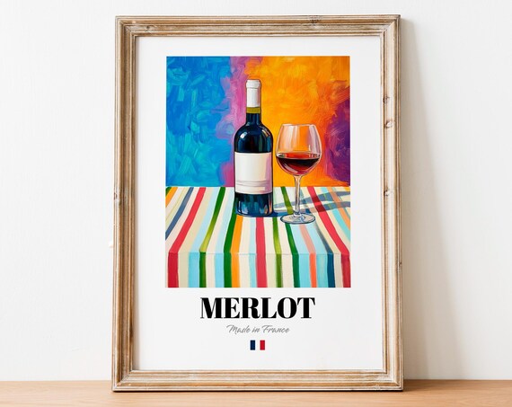 Merlot Wine Wall Art Print Poster Smooth French Red For Kitchens